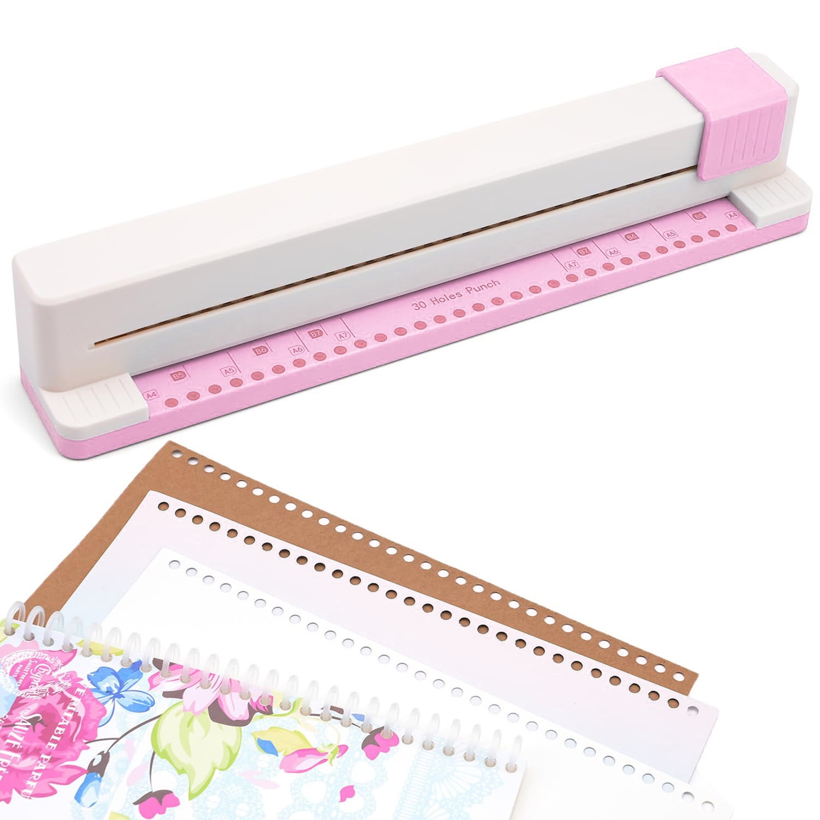 Chanana 30 Hole Paper Punch, Binding Machine for Planner, A4 A5 A6 A7 B5 B6 Book Binder Notebooks Loose Leaf Paper Punch Machine, Portable Adjustable Hole Puncher, 5-Sheet Capacity, for Office