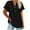 #154-Black, variant on V-Neck T-Shirt for Women with Gold Buttons, Short Sleeve Top with Asymmetrical High-Low Hem, Casual Fitted Tee