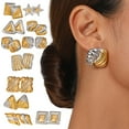 thumbnail image 2 of JZROCKER Handmade Gold Silver Geometric Studs Earrings Comfortable Ear Accessories Alloy Jewelry for Women Daily Or Party Wear, 2 of 21