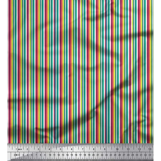 Soimoi Poly Georgette Fabric Vertical Stripe Decor Fabric Printed Yard 52 Inch Wide