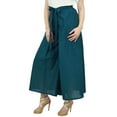 thumbnail image 2 of Phagun Solid Blue Self Tie Waist Casual Wear Ladies Fisherman Harem Pants-XL, 2 of 6