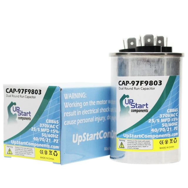 Remplacement de Condensateur Rond Double 25/5 MFD 370 Volts pour GE S10000AFC - CAP-97F9803, UpStart Components Brand