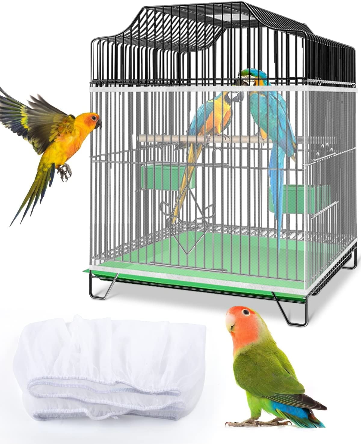 HQZY Bird Cage Cover Mesh Seed Catcher Guard Cover Birdcage Cover Skirt