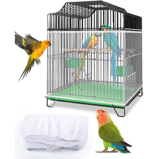 HQZY Bird Cage Cover Mesh Seed Catcher Guard Cover Birdcage Cover Skirt Sheer Guard for Parakeet