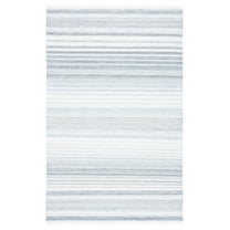 SAFAVIEH Kilim Mckayla Striped Polyester Area Rug, Ivory/Light Blue, 4' x 6'