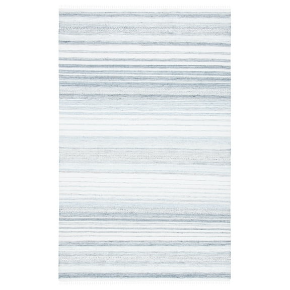 SAFAVIEH Kilim Mckayla Striped Polyester Area Rug, Ivory/Light Blue, 4' x 6'