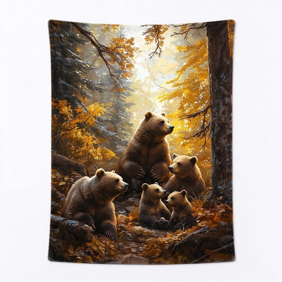 Wild Bear Throw Blanket Ultra Soft Cozy Decorative Flannel Blankets for Home Bed Couch Chair Travel 50x40