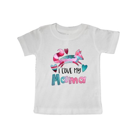 

Inktastic I Love My Mama Pink and Blue Fox with Hearts Gift Baby Boy or Baby Girl T-Shirt