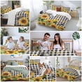 thumbnail image 6 of Sunflower Bee Bedding 3 Piece Duvet Cover Set Full Size, Black Buffalo Plaid Botanical Leaf Floral Soft Microfiber Comforter Cover with Zipper Closure & Pillowcases, FadeResistant Quilt Cover, 6 of 9