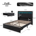 thumbnail image 3 of SIBEDS LED Bed Frame with Drawer Pockets and PU Upholstered Black Wingback Headboard, Full, 3 of 6
