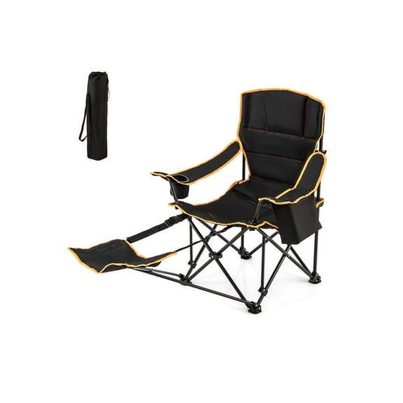 Camping Chair with Footrest - Portable Folding Lounge Chair with Cooler & Cup Holder - Heavy Duty Oxford Fabric - 330lbs Capacity - Carry Bag Included