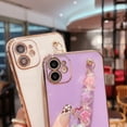 thumbnail image 6 of iPhone 11 6.1 Inch Fashion Luxury Chain Case, Gold Plated Frame Love Color Heart Chain Crystal Stone Bracelet Strap Camera Protection Cover Case  iPhone 11, Darkgreen, 6 of 7
