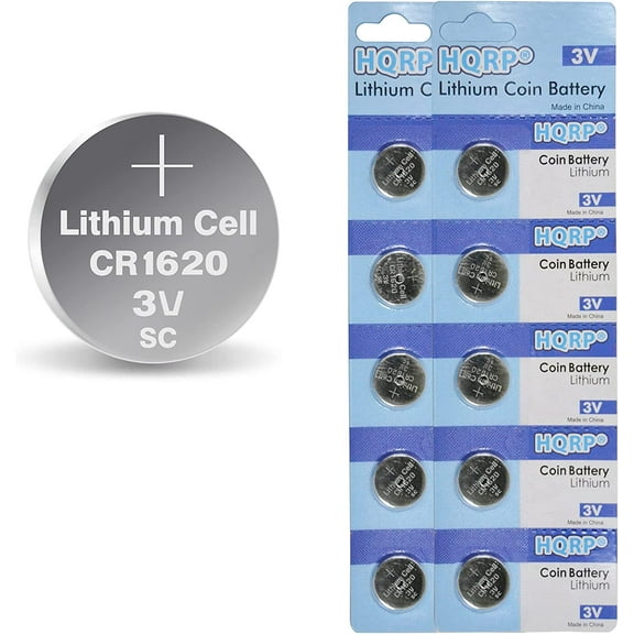 HQRP 10-Pack Coin Lithium Battery Compatible with CR1620 DL1620 ECR1620 BR1620 280-208 DL1620B BR1620-1W CR1620-1W KCR1620 LM1620 5009LC L08 EA