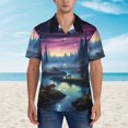 thumbnail image 2 of Disketp Fantasy Landscape Starry Night Hawaiian Shirts for Men,Mens Casual Short Sleeve Button Down Shirts Beach Shirt,3X-Large, 2 of 7