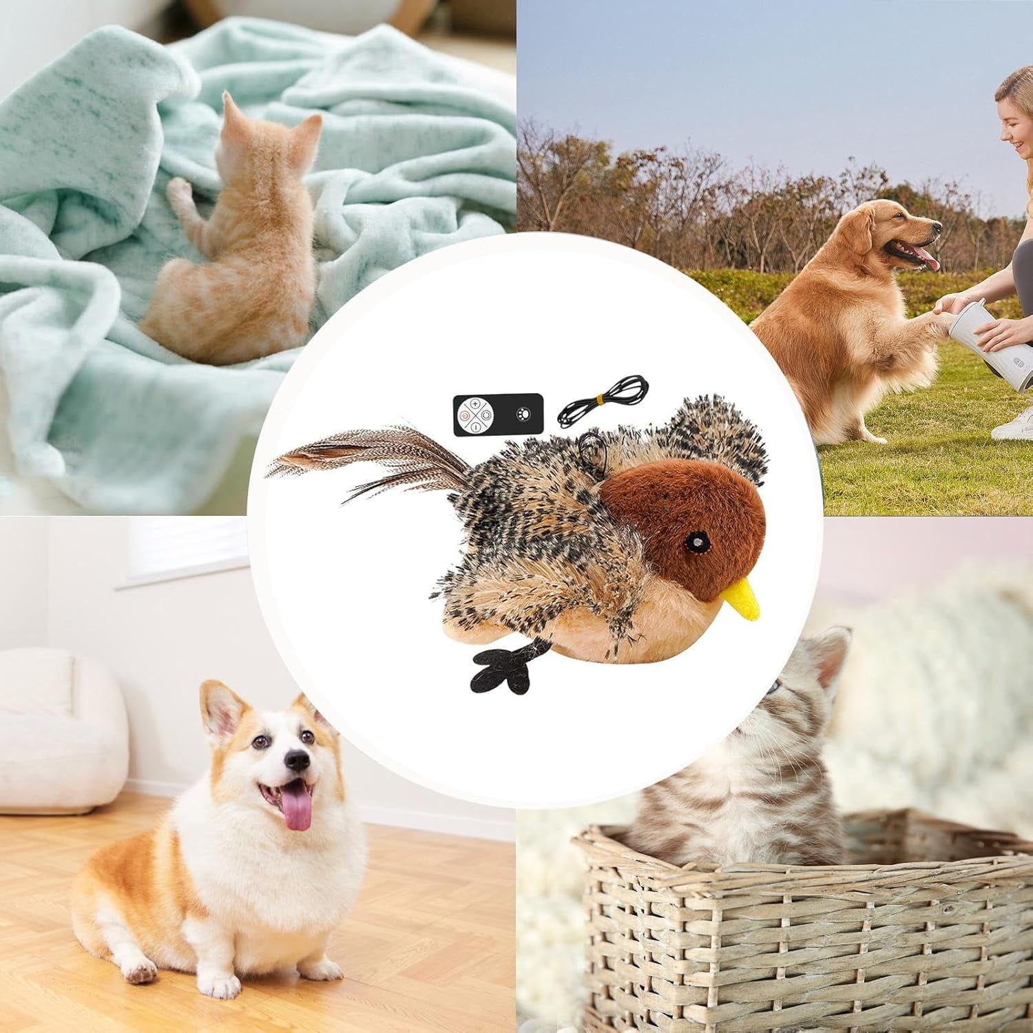 Flapping Bird Cat Toy, Animated Feline Companion, Remote-Control Plush, Dynamic Wing-Flap Instinct Booster, for All Breeds Cat Kicker Catnip Toys
