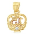 thumbnail image 4 of 14K Tri Color Gold Sweet 15 Years Quinceanera Heart Cubic Zirconia CZ Charm Pendant with 1.5mm Valentino Chain Necklace - 18", 4 of 6