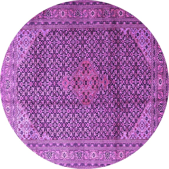 Ahgly Company Indoor Round Medallion Purple Traditional Area Rugs, 7' Round