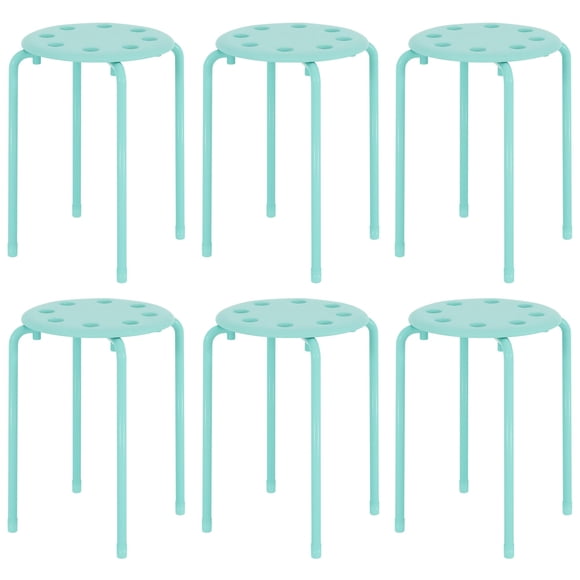 Set de 6 Bancos VECELO de Plástico, 45 cm de Altura, Verde
