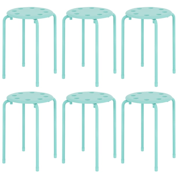 Set de 6 Bancos VECELO de Plástico, 45 cm de Altura, Verde