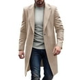 thumbnail image 4 of Yangnuo Mens Fashion Warm Solid Color Coat Jackets 2025 Fall Winter Mens Trench Coat Long Casual Lapel Winter Wool Plaid Coat With Pockets, 4 of 6