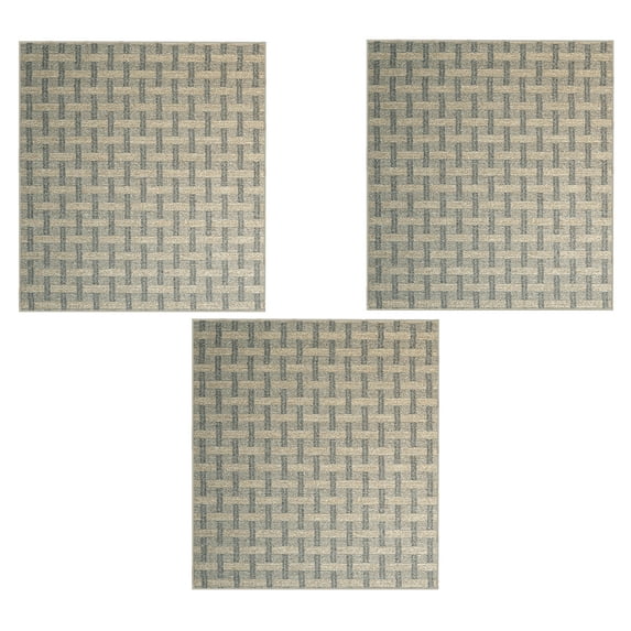 Furnish My Place Union Indoor/Outdoor Commercial Beige Color Rug, Pet-Friendly, Home Decor Commercial Rug for Living Room, Bedroom, Wedding, Event, Made in USA, 2' x 2' Square - Set of 3