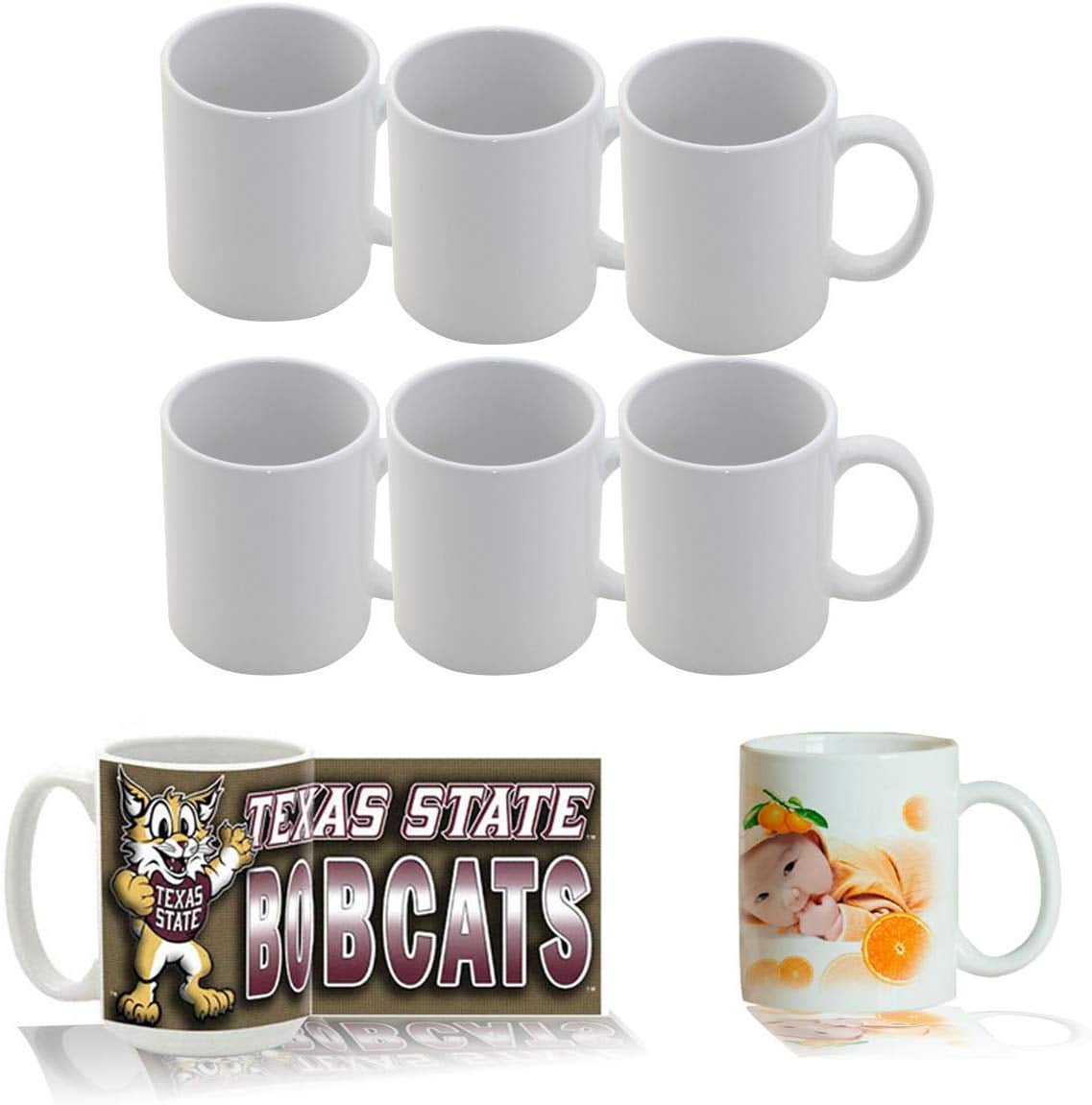 INTBUYING 15oz Sublimation Blank Ceramic Coffee Mugs Blank Coated Cup