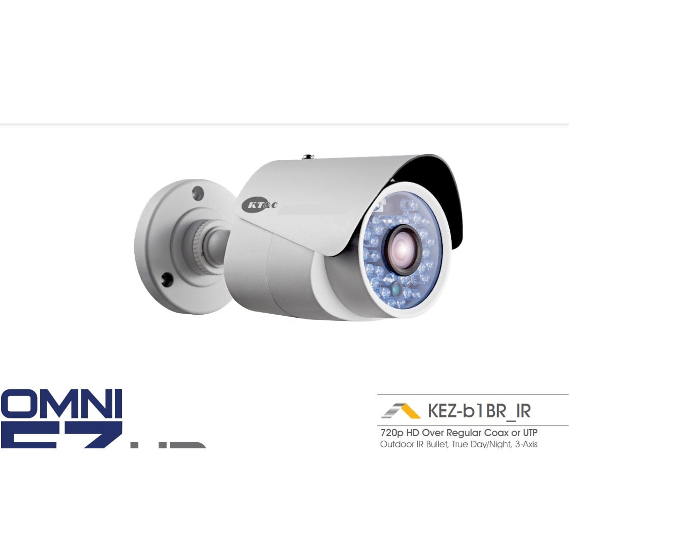 KT&C 3.6mm 720p Outdoor IR Day/Night Mini Bullet HD-TVI Security Camera 12VDC
