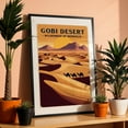 thumbnail image 3 of Gobi Desert Vintage Poster – Mongolian Wilderness Art Print - Illustration Desert Wilderness Travel Poster Vintage Poster Landscape Sunset Black Framed Wall Art Print 24 x 36 inches, 3 of 8