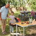 thumbnail image 2 of QueipA 6ft Portable Folding Camping Table, Outdoor Waterproof Adjustable Height Table, Aluminum Lightweight Suitcase Foldable Table for Picnic BBQ Beach Dining, 2 of 16