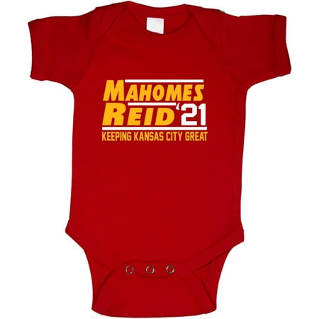 

RED Kansas City Patrick Mahomes Andy Reid 21 Champs Baby 1 Piece