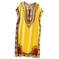 thumbnail image 3 of Vestido largo de mujer Boho elegante lado dividido hasta la manga de élago vestido Amarillo Hugo Vestido de verano de las mujeres, 3 of 7