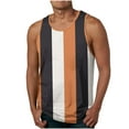 thumbnail image 2 of VBTAPA Father's Day Gifts Mens Beach Tank Top Sleeveless Striped Graphic Tee Shirts Summer Vacation Gym Running Workout Tops Orange M, 2 of 5