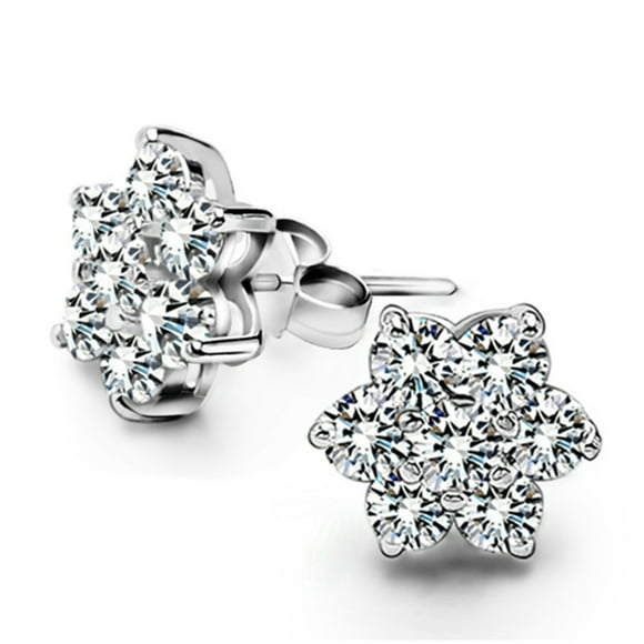 Diamond Earrings Studs Ladies Snowflake Shape Stud Earrings Fashion Stud Earrings Set with Snowflake Diamond Stud Earrings