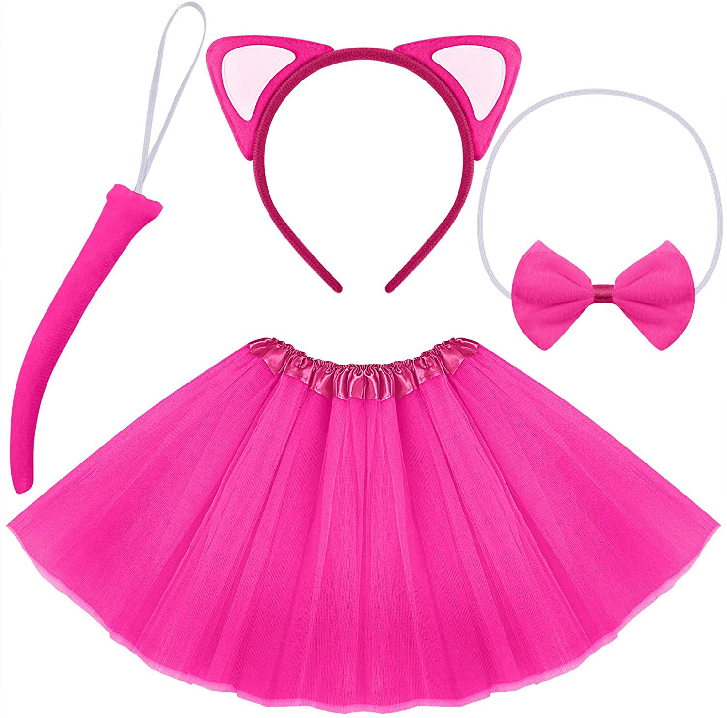 HOT PINK SPARKLE  BOW TULLE TUTU NET ALICE HAIR HEAD BAND 80s PARTY FANCY DRESS 