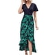thumbnail image 2 of ICHUANYI Clearance Summer Dresses For Women Short Sleeve V Neck Boho Floral Print Tie Waist High Low Ruffle Cocktail Maxi Dress(Green, XXL) ICHUANYI WER2023081112468, 2 of 7