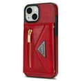 thumbnail image 6 of Nalacover for iPhone 14 Plus Zipper Wallet Case,Luxury Premium PU Leather Back Soft TPU Magnetic Buckle Flip Card Pocket Shockproof Slim Cover with Adjustable Crossbody Shoulder Strap,Red, 6 of 14