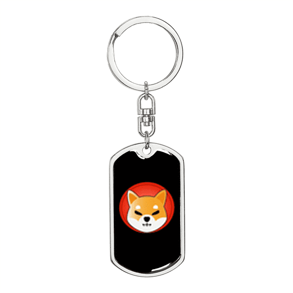Shiba Inu (SHIB) Crypto Cryptocurrency Stainless Steel or 18k Gold Premium Swivel Dog Tag Keychain