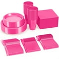 thumbnail image 2 of Exquisite 350 Piece Cerise Plastic Disposable Party Plates & Tableware Combo Set, 2 of 9