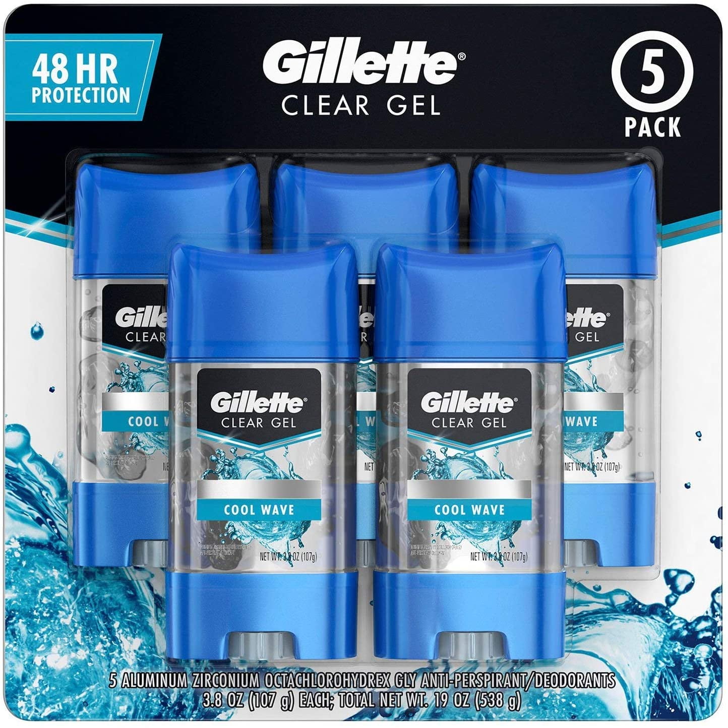 Gillette Endurance Clear Gel Deodorant, Cool Wave, 48 Hour Protection