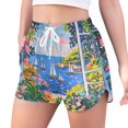 thumbnail image 2 of FORMRS Womens Swim Shorts Mesh Liner Quick Dry Casual Beach Board Bottom with Pockets, Sizes S-2XL, Pink Floral Window, 2 of 9