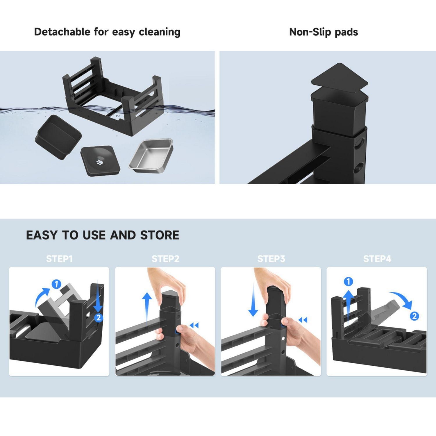 Station d’alimentation surélevée 2 en 1 Els Pet (bol en acier inoxydable + bol flottant)