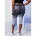 thumbnail image 4 of Tallas grandes Lace-Up 3D Jean PRINT CULTPED DE JEGGS Rosegal Leggings de talla grande, 4 of 5