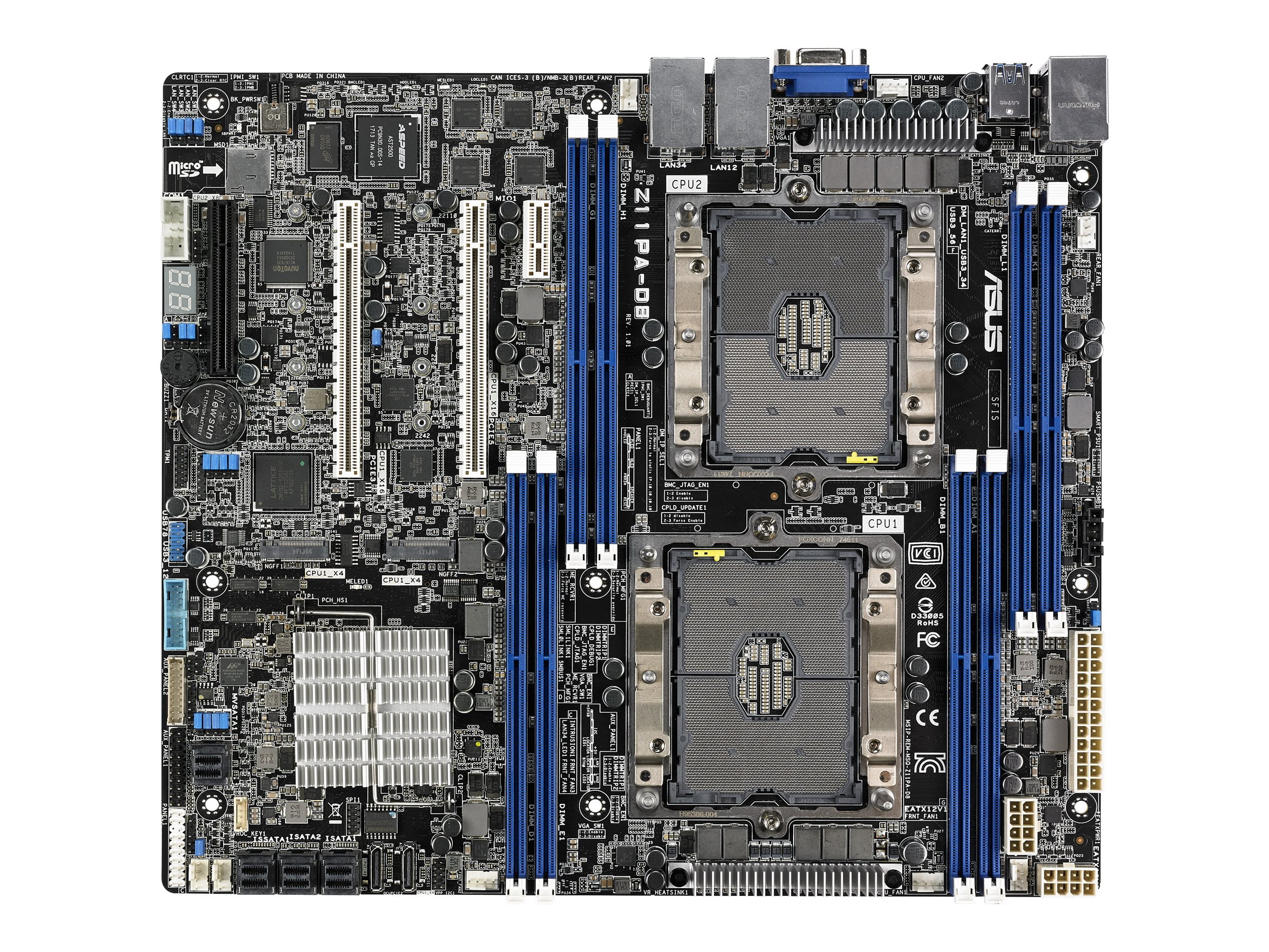 ASUS Z11PAD8 Motherboard SSI CEB Socket P 2 CPUs supported C621 USB 3.0 4 x