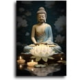 thumbnail image 2 of Buddha Painting Zen Canvas Wall Art Buddha Statue & White Lotus Picture Spiritual Prints Spa Artwork for Yoga Meditation Buddhist Prayer Room(Picture-1, (12.00" x 18.00")), 2 of 6