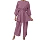 thumbnail image 1 of Traje informal suelto liso para mujer, Top de manga larga con cuello redondo y pantalones largos, traje de manga larga con cuello redondo/camisa, traje Pompotops  qwe23772, 1 of 9
