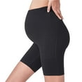 thumbnail image 4 of PEONAVET Black Women's Maternity Shorts Biker Yoga Shorts Over The Belly Bump Summer Workout Running Active Athletic Pregnancy Short Pants with Pockets 5"/8" with Pockets - Summer's Top Trends, 4 of 5