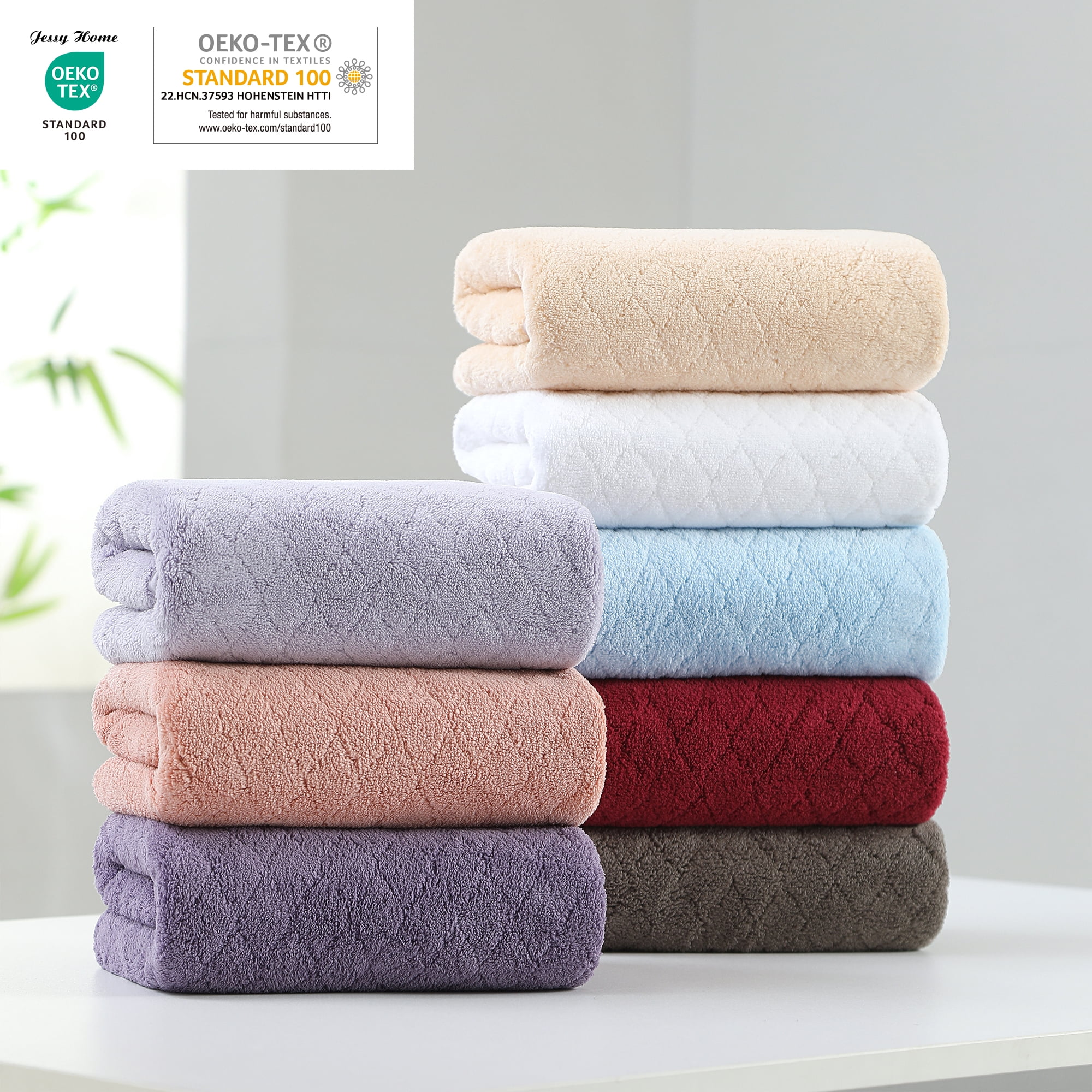 Jessy Home 6 Piece Towel Set White Soft Bath Towel Set for Bathroom-2 Bath Towels, 2 Hand Towels, 2 Washcloths Highly Absorbent Bath Sheet for Hotel & Spa
