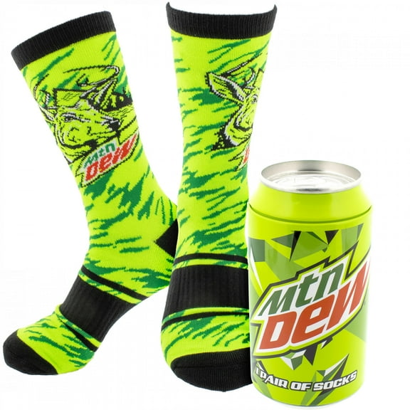 Mountain Dew Buck Wild Crew Socks in a Can