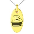 thumbnail image 1 of Stainless Steel Letter B Initial 3D Monogram Engraved Small Oval Charm Pendant Necklace, 1 of 1