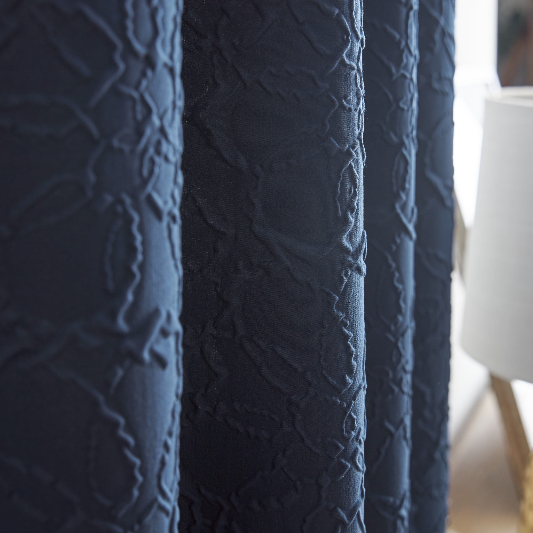 Mainstays Microsculpt Floral Rod Pocket Curtain Panels, Set of 2, Blue Cove, 37" W x 84" L